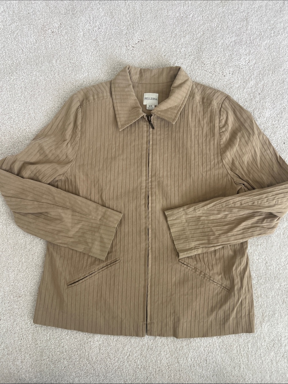 Vintage Tan Zip-Front Lightweight Jacket